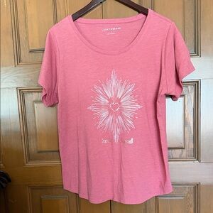 Lucky Brand Rose Pink Scoop Neck Graphic Tee